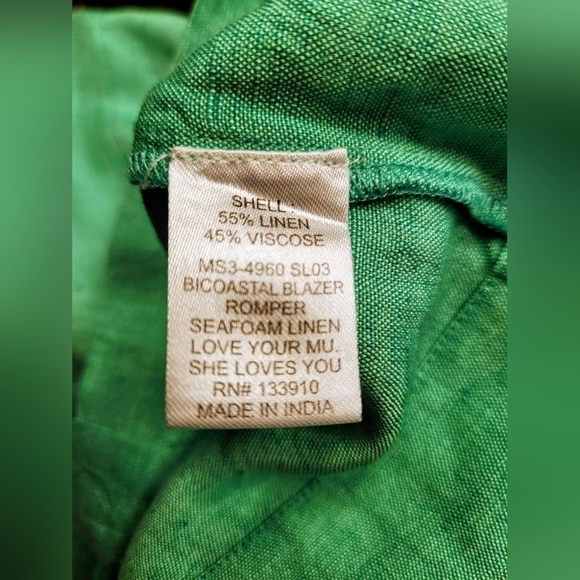 SHOW ME YOUR MUMU BICOASTAL BLAZER ROMPER IN Seafoam Linen Size XS - Picture 11 of 13